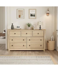 gaomon 7 Dresser for Bedroom, 54 in Wide Drawer Dresser with Storage Freestanding, Wooden Closet Storage Chest for Living Room, Bedroom, Entryway