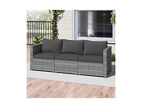 Slickblue Outdoor 3-Piece Pe Rattan Sectional Sofa Set with Cushions