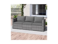Slickblue Outdoor 3-Piece Pe Rattan Sectional Sofa Set with Cushions