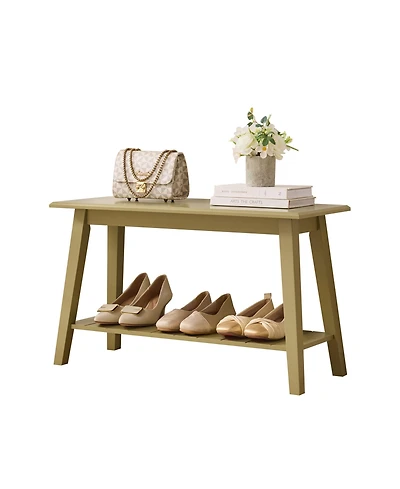 Kings Brand Furniture Wood Entryway Bench with Storage Shelf – Modern Accent Seating for Hallway, Bedroom, Living Room or Narrow Space-Saving S