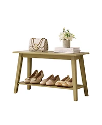 Kings Brand Furniture Wood Entryway Bench with Storage Shelf – Modern Accent Seating for Hallway, Bedroom, Living Room or Narrow Space-Saving S