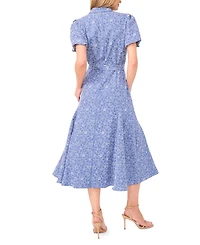 CeCe Women's Daisy Chambray Belted Button-Front Dress