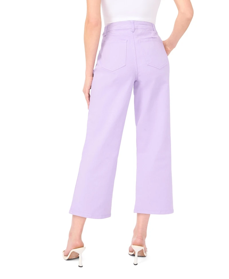 CeCe Women's Wide-Leg Pintuck Jeans