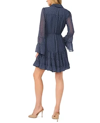 CeCe Women's Tiered Flounce-Sleeve Shirt Dress