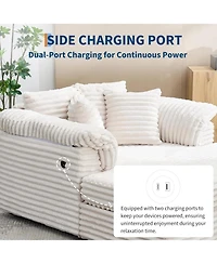 gaomon Oversized Chaise Lounge Chair Indoor Upholstered Sofa Bed with Throw Pillows and Armrests Comfy Corduroy Sleeper Couch