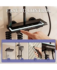 Lalahoo 3-Spray Shower Faucet 2.5 Gpm with Digital Display, Led Ambient Light, and 3-Mode Hand Shower.