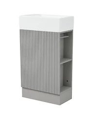 Sillysis Bathroom Vanity with Sink, Mdf Storage Cabinet, Two-Tier Shelf & Left or Right Orientation for Small Bathrooms