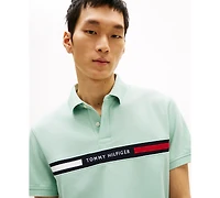Tommy Hilfiger Men's Short Sleeve Embroidered Chest Stripe Polo Shirt