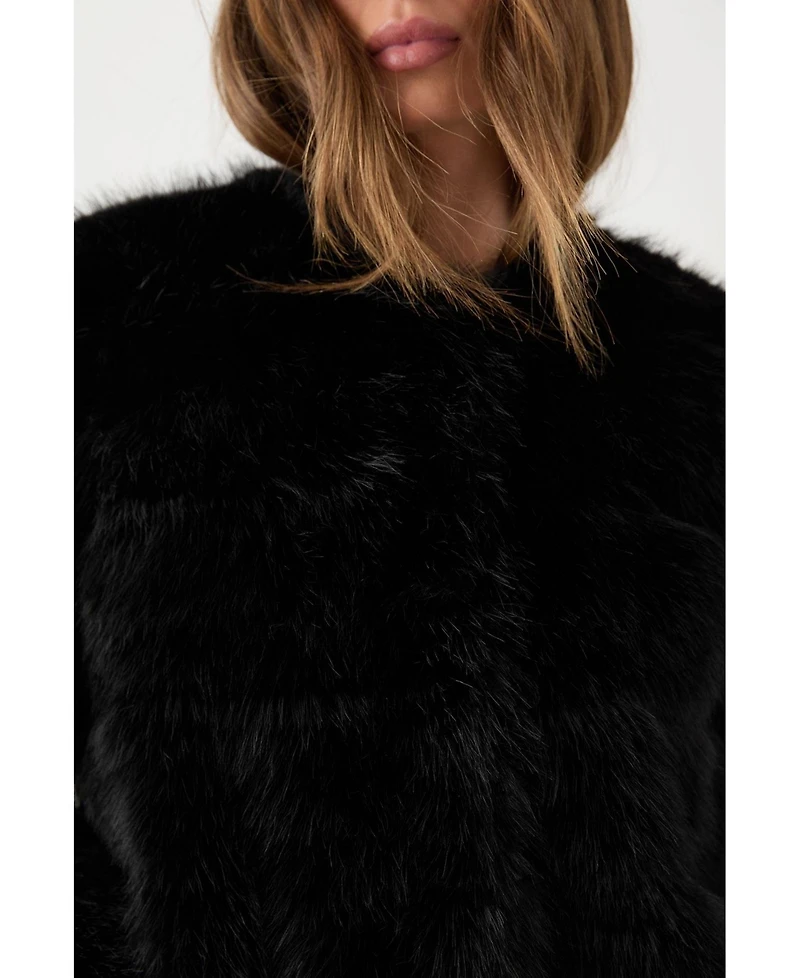 MissPap Women's Panelled Faux Fur Coat