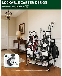 Mythinglogic 2 Golf Bag Storage Organizer, Golf Bag Stand and Other Golfing Equipment Rack for Garage, Extra Storage Rack Design for Golf Clubs