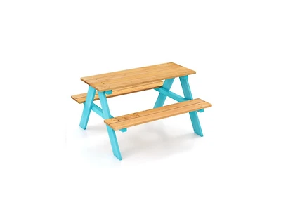 Slickblue Kids Wooden Picnic Table with Benches for Indoor and Outdoor