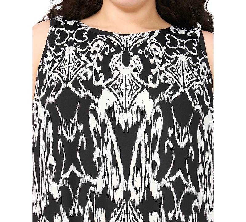 Msk Plus Printed Round-Neck Sleeveless Maxi Dress