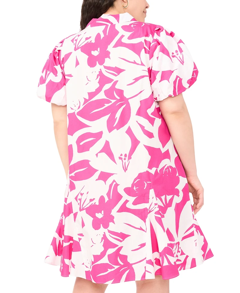 Msk Plus Printed Collared Neck Dress
