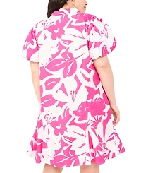 Msk Plus Printed Collared Neck Dress