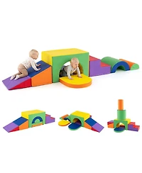Mecale 7-Piece Pu Leather Toddler Climbing Blocks Set, Soft Foam for Safe Indoor Activity and Motor Skills