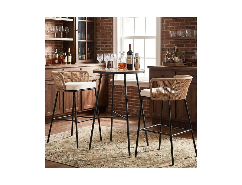 Slickblue Patio Round Bar Height Table 41 Inch with Acacia Wood Top