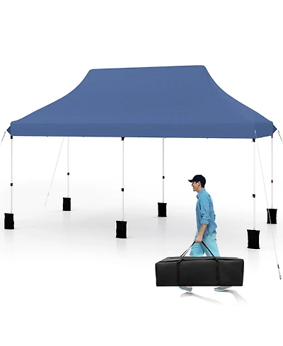 Mecale 10x20 ft Foldable Pop-Up Canopy Tent with Carry Bag for Outdoor Use