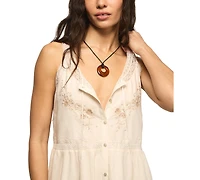 Lucky Brand Women's Embroidered Drop Waist Mini Dress