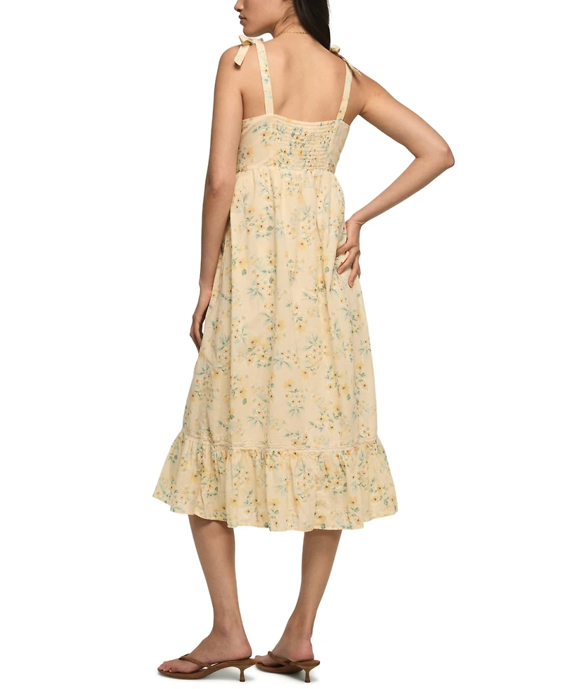 Lucky Brand Women's Classic Lace Trim Square Neck Midi Dress