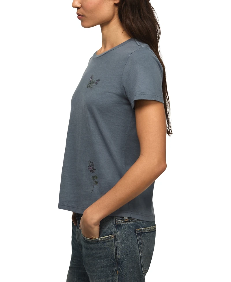 Lucky Brand Women's Classic Fit and Floral Butterfly T-Shirt