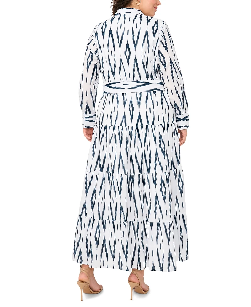 Msk Plus Tie-Waist Collared Neck Maxi Dress