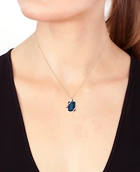 Effy Collection London Blue Topaz (7-3/4 ct. t.w.), White Diamond (1/10 ct. t.w.) and Blue Diamond (1/20 ct. t.w.) Pendant Necklace in 14k Rose Gold