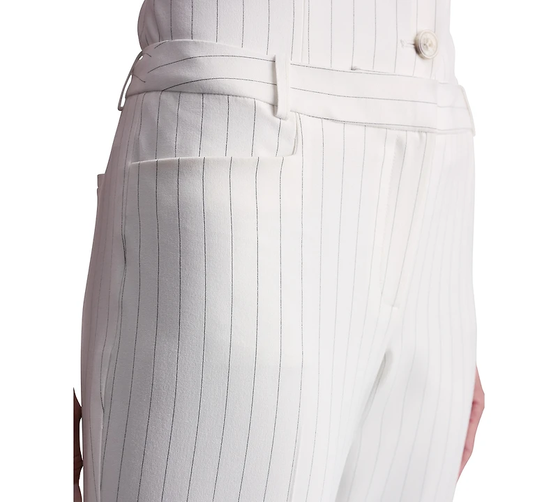 Dkny Petite Pinstripe Modern Fit Flared Pants