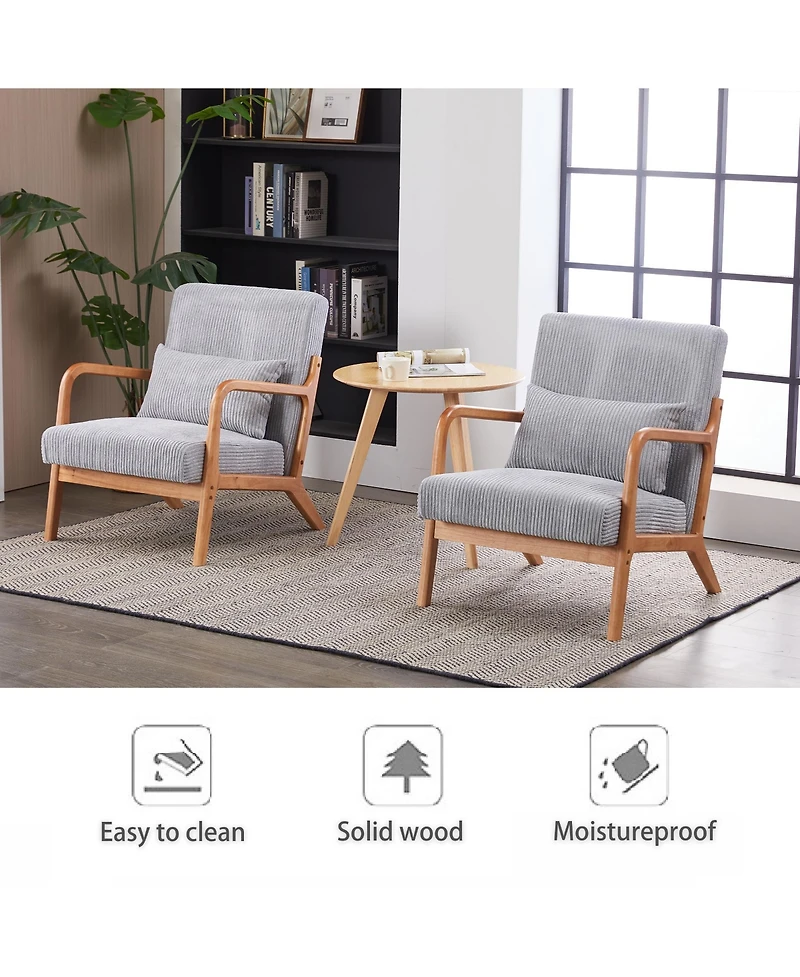sumyeg Mid-Century Modern Chair with Pillow Upholstered and Solid Wood Frame