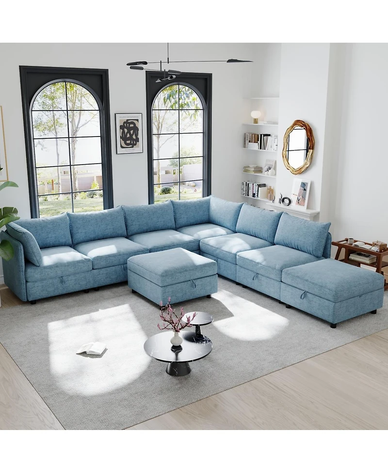 Streamdale Furniture Modular Sectional Sofa with Storage & Sleeper - Flexible Fabric Combinations
