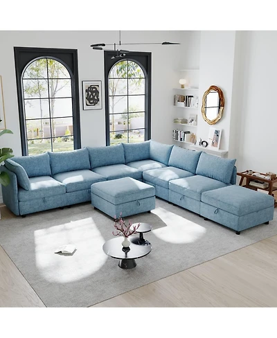 Streamdale Furniture Modular Sectional Sofa with Storage & Sleeper - Flexible Fabric Combinations