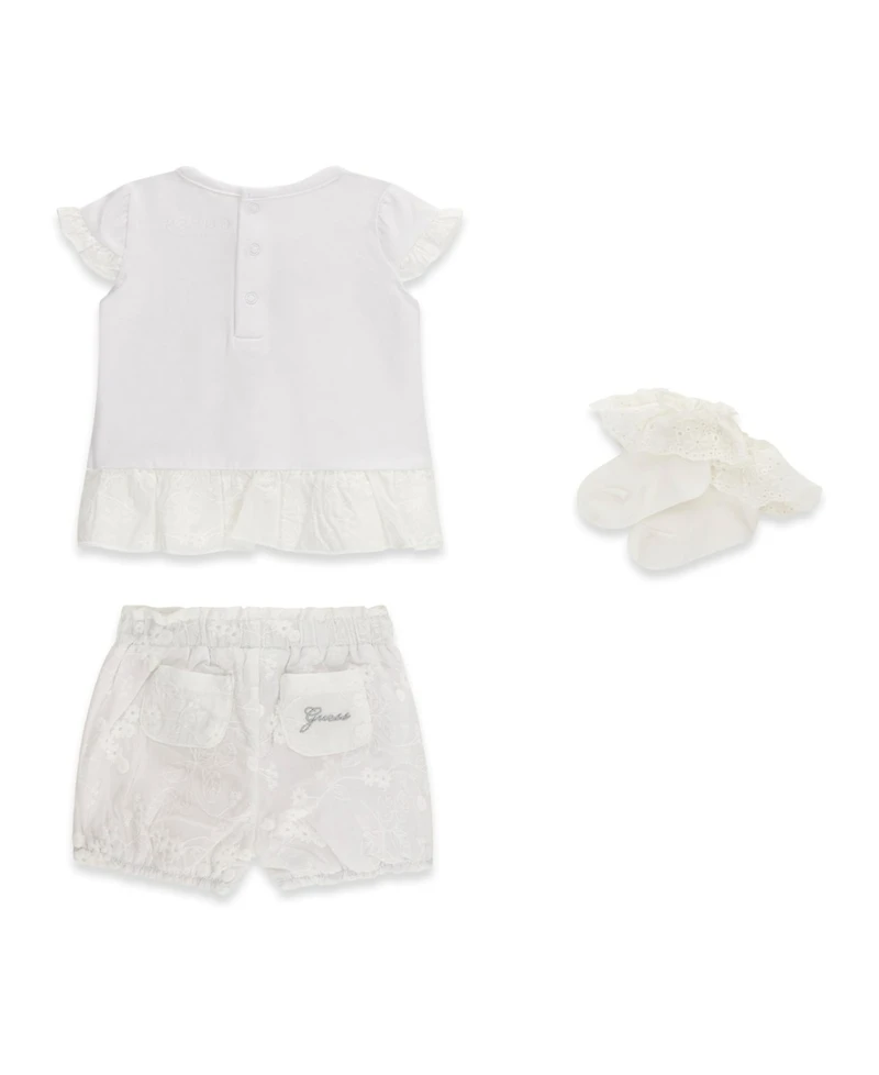 Guess Baby Girls' Short-Sleeve T-Shirt, Short & Sock, 3-Piece Set