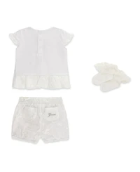 Guess Baby Girls' Short-Sleeve T-Shirt, Short & Sock, 3-Piece Set