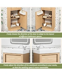 Sillysis 15.75" Bathroom Vanity with Resin Sink, Mdf Cabinet, Adjustable Shelf and Push to Open Reversible Door