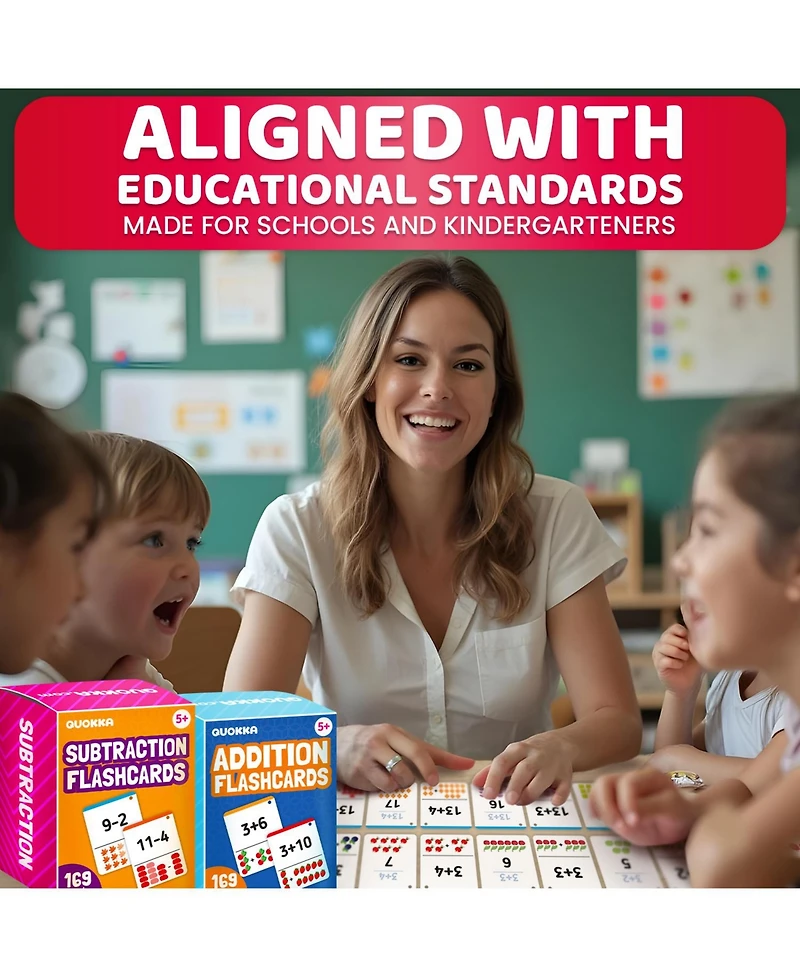 Quokka Math Flash Cards for Kids Ages 5-8 - Addition and Subtraction, Multiplication - 139 Double-Sided Flashcards for Studying