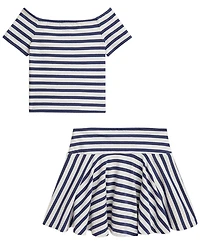 Polo Ralph Lauren Girls' 2T-6X Striped Stretch Jersey T-Shirt & Skort, 2-Piece Set