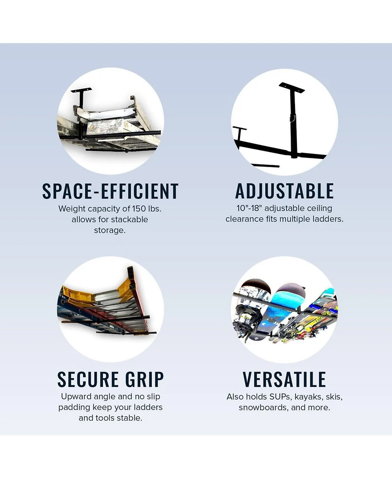 StoreYour Hi-Port 2 | Ladder Adjustable Ceiling Storage Rack | | Holds lbs