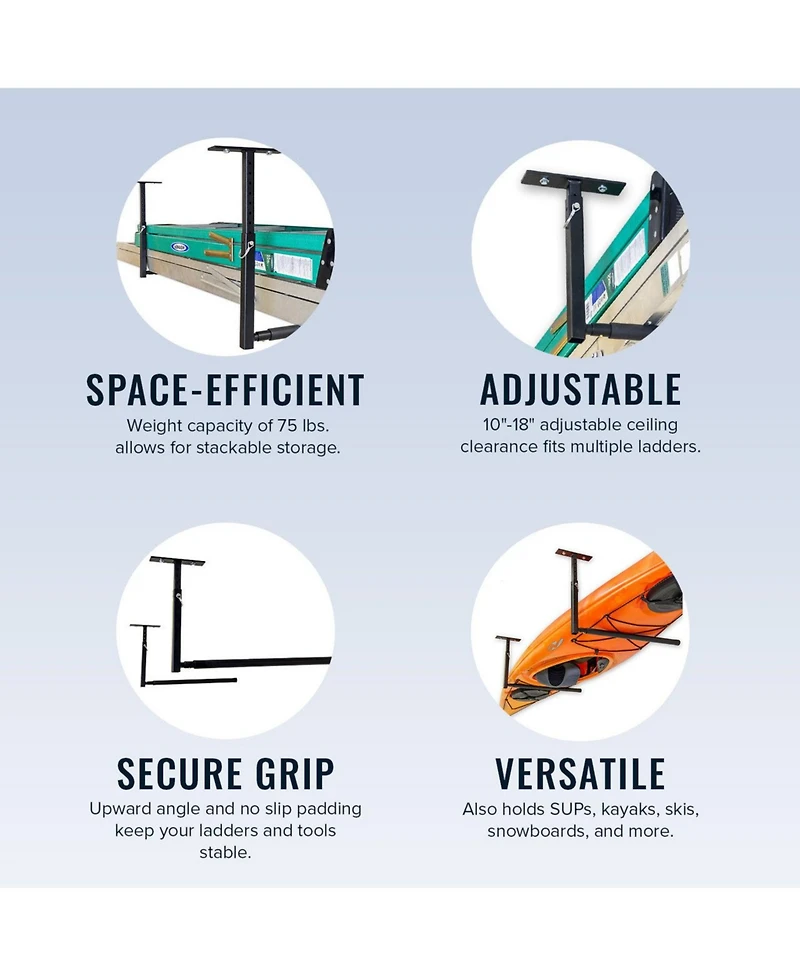 StoreYour Hi-Port 2 | Ladder Adjustable Ceiling Storage Rack | | Holds lbs