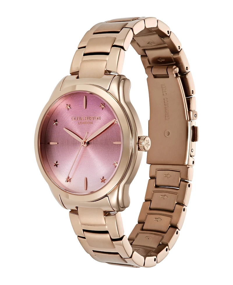 Olivia Burton Women's Colourwave Rose Gold Tone Stainless Steel Bracelet Watch, 36mm