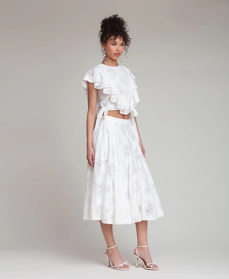 Avec Les Filles Women's Ruffle-Trimmed Top