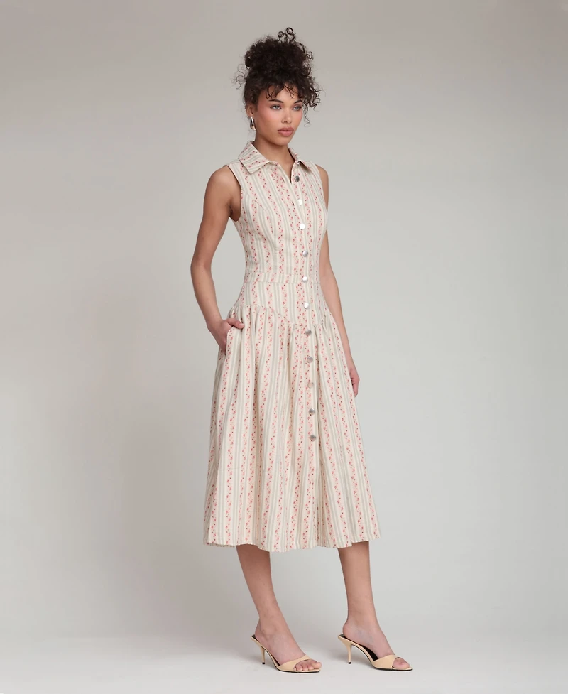 Avec Les Filles Women's Spread Collar Midi Dress