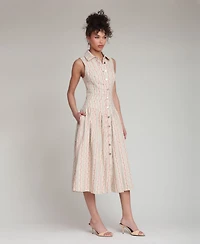 Avec Les Filles Women's Spread Collar Midi Dress