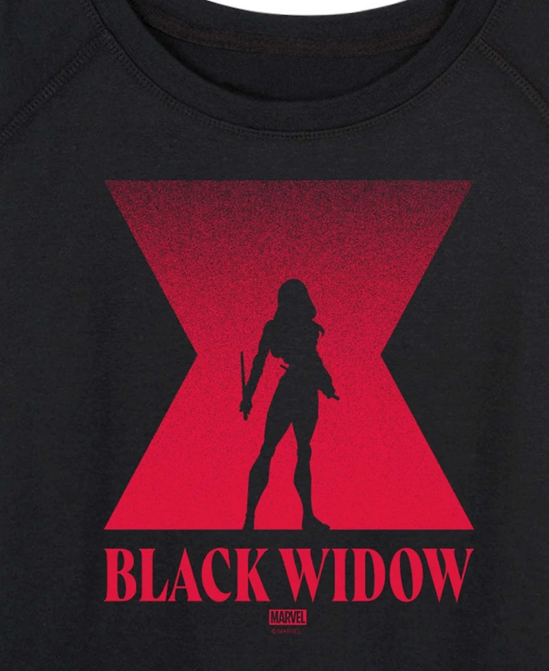 Hybrid Apparel Plus Black Widow Silhouette French Terry Long-Sleeve T-Shirt