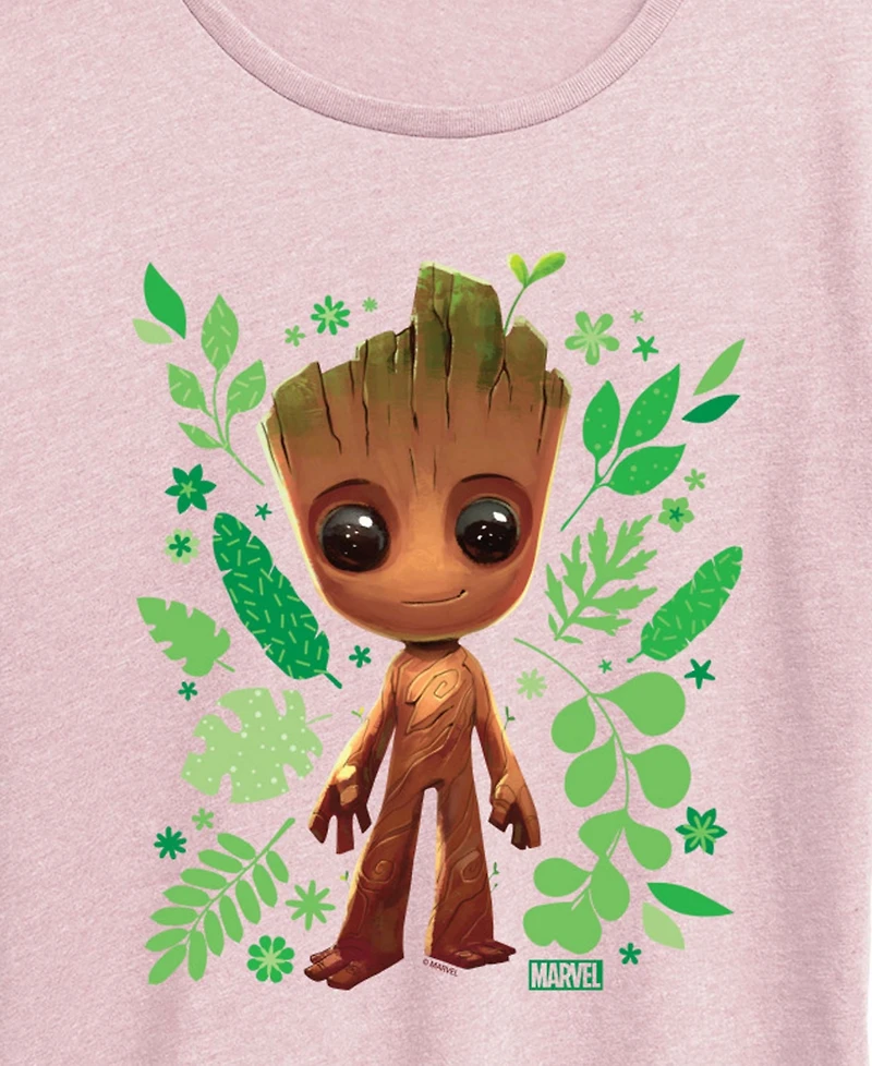 Hybrid Apparel Plus Guardians Of The Galaxy Baby Groot Leaf Short-Sleeve Graphic T-Shirt