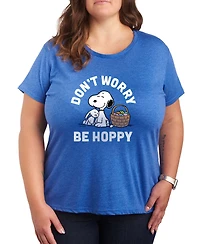 Hybrid Apparel Plus Peanuts Easter Don't Worry Be Hoppy Snoopy Short-Sleeve Graphic T-Shirt