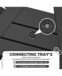 gaomon Outdoor Poly Adirondack Barstools with Connecting Tray, Tall Adirondack Chairs Bar Chairs for Deck, Balcony, Backyard