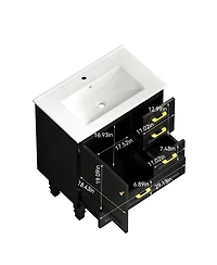 Sillysis Modern Bathroom Vanity with Sink, Transitional Mdf Cabinet, Ample Soft Close Storage, 1 Door 3 Drawers for Stylish Bathrooms