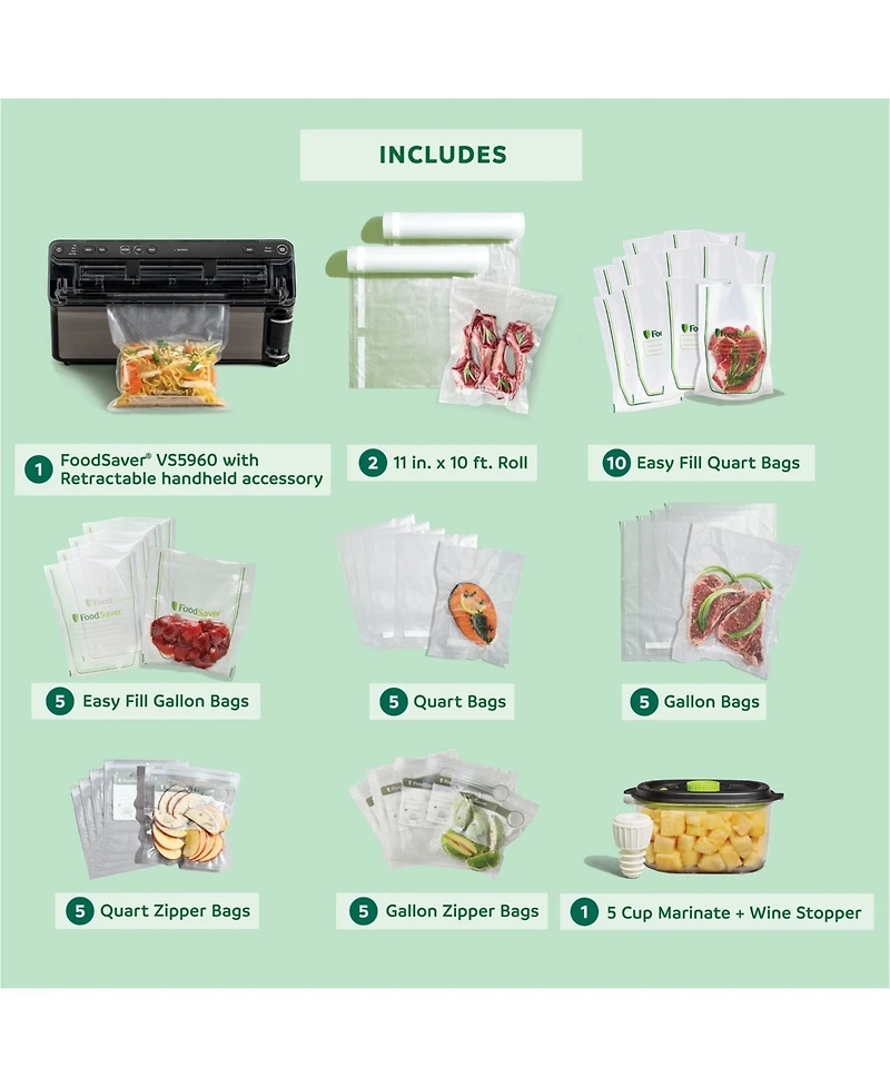 FoodSaver Elite All-in-One Liquid+ Vacuum Sealer with Bags, Rolls & Accessories