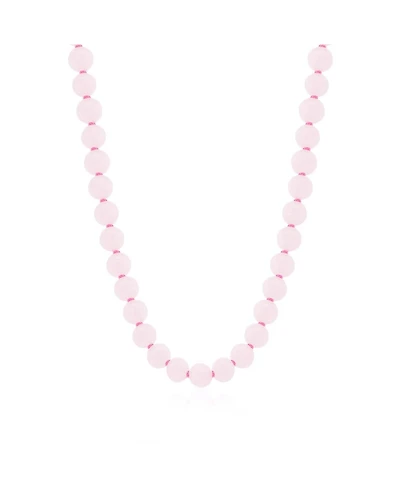 The Lovery Rose Quartz Knotted Bead Necklace 14K Gold