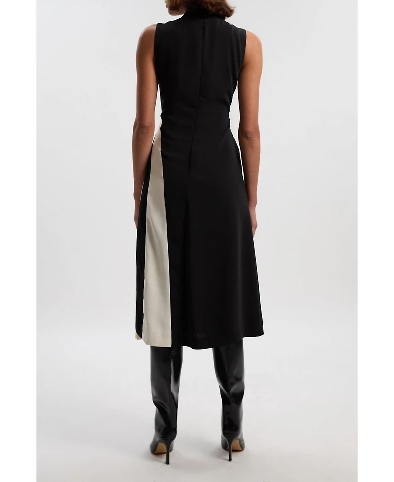 Karen Millen Women's Sculptural High-Neck Pleated Midi Dress