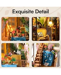 Robitime Book Nook Kit Diy Miniature House Kit, 3D Wooden Puzzle Garden House, Bookend Bookshelf Insert Decor, Diorama Kit Christmas Birthday Gift